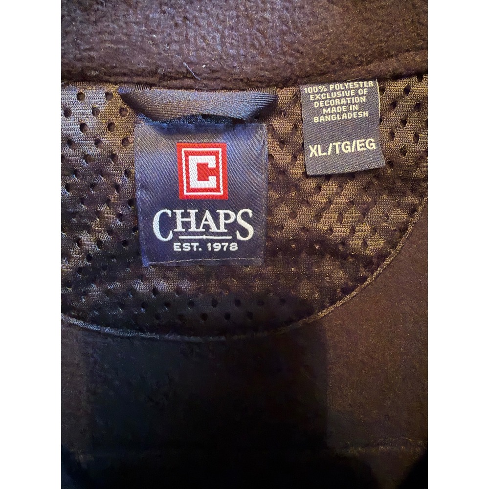 Chaps Mens Black Fleece Full Zip Vest Mixed Media Mock Neck XL WPL-125 - Picture 3 of 6